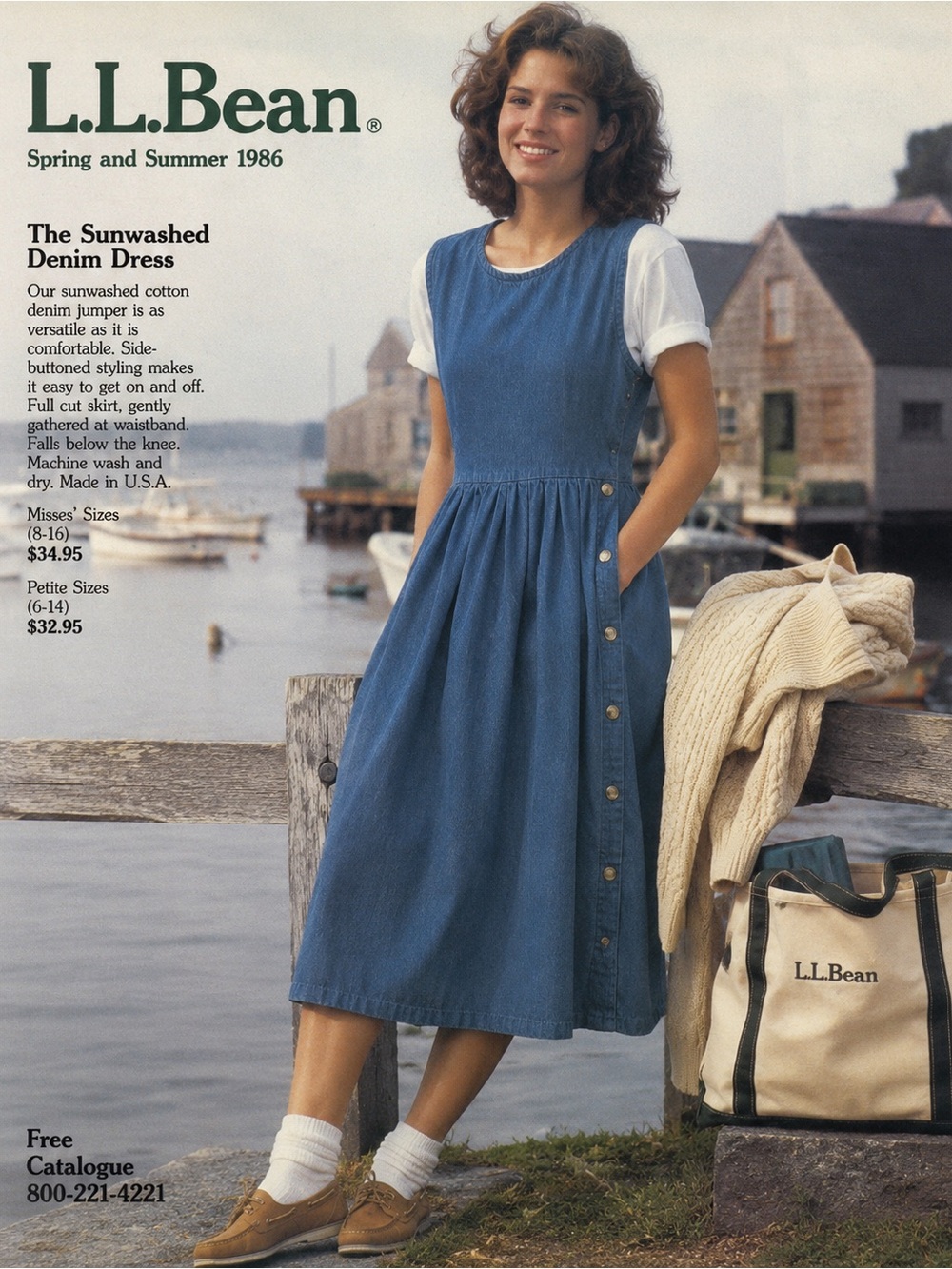 L.L. Bean Denim Midi Dress with Side Buttons